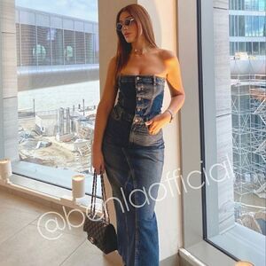 Zara RARE TRF DENIM DRESS NAVY BLUE